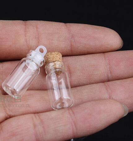 1ml transparent glass cork bottle sealed plastic cover small sample bottle wishing bottle pendant wholesale