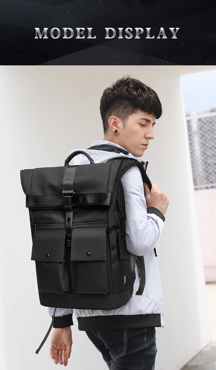 1680D Polyester College Sports Waterproof Business Backpack Solid Color