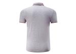 Short Sleeve Cotton Polo Shirts for Men Ribbed Contrast Cuffs Classical Grey