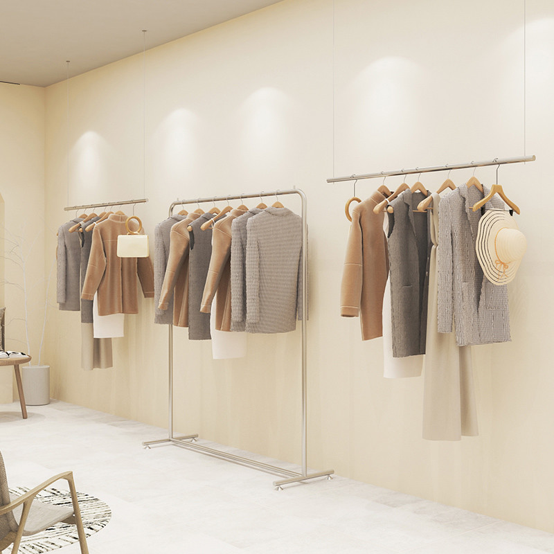 Iron Free Standing Clothes Rack , Polished TGL Clothing Display Rack