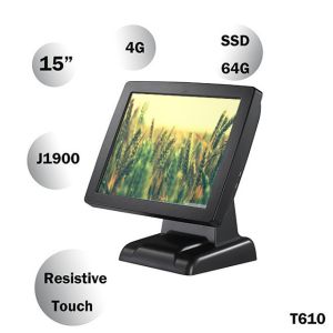 8 Digital Display Windows Based Pos System , USB X 6 Touch Screen Cash Register