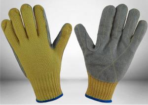 China Cow Split Leather Cut Resistant Gloves 7 Gauge Aramid Knitted Fully Protective wholesale