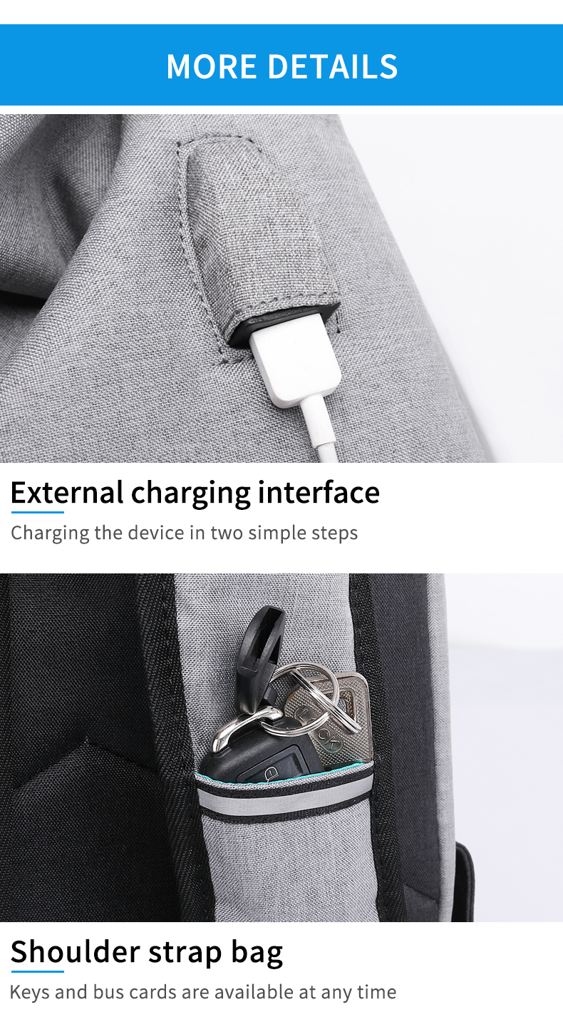 Factory wholesale high quality fashion waterproof USB trend mens school bags Laptop Backpack