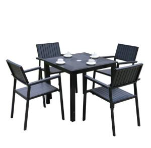 China Hot Sales Aluminium PE Rattan chairs Leisure Outdoor Garden Backyard Polywood table and chair furniture wholesale