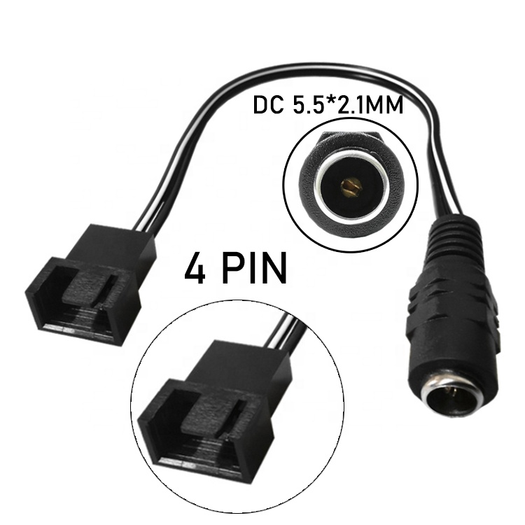 12V Female DC Plug to 3 4 Pin PC Case Fan Power PWM Adapter Extension Cable
