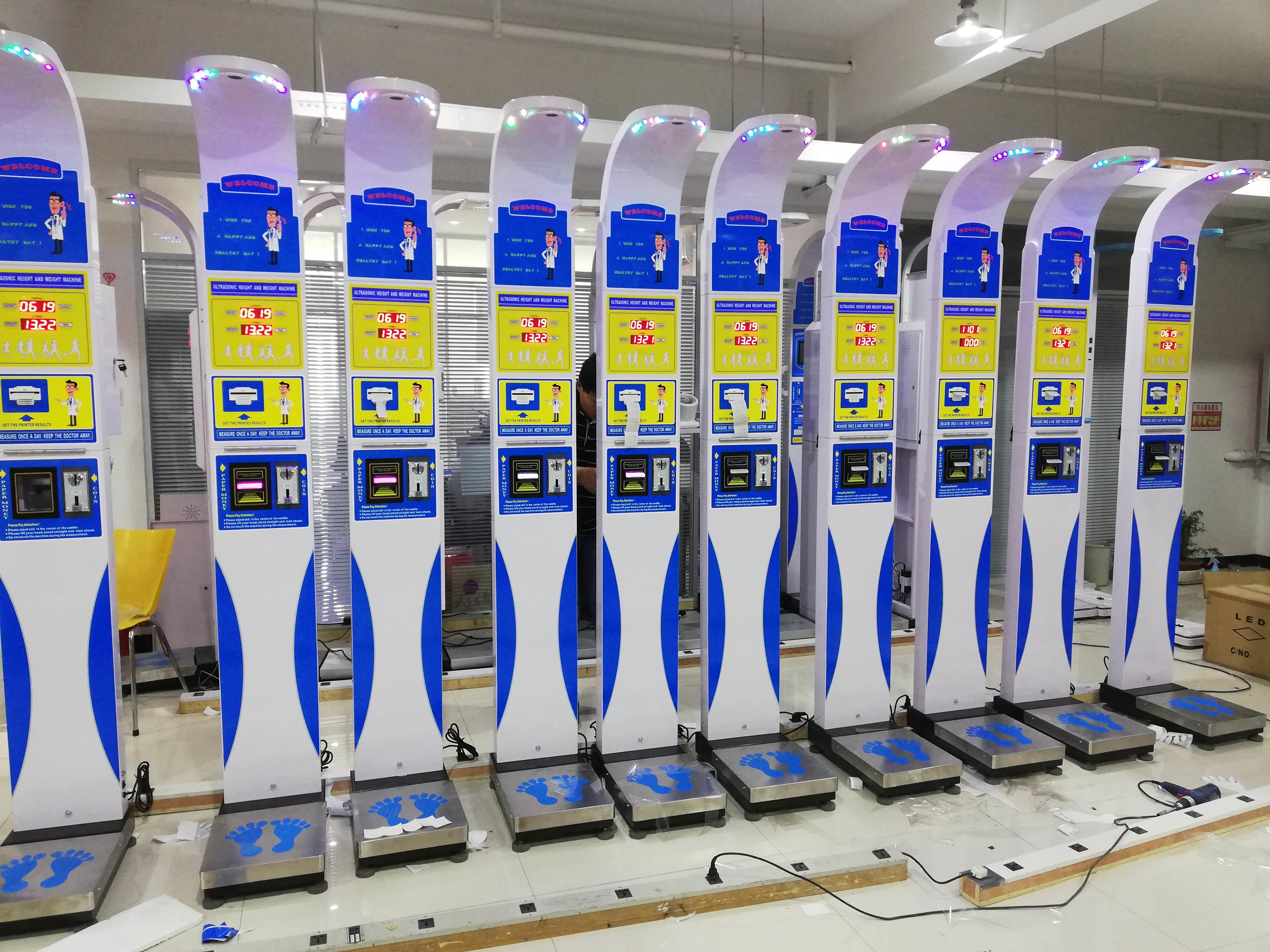 Ultrasonic Coin Operated Bmi Machines / Digital Height And Weight Scale 237cm Self Height