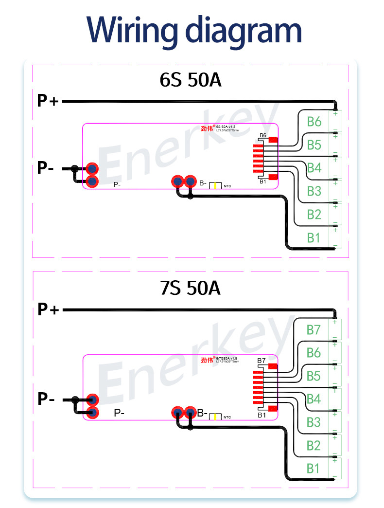 High Voltage BMS 6S 7S 50A Lithium Battery BMS For Electric Bicycle Bms Power