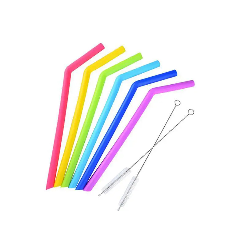 OEM Tasteless Silicone Bubble Tea Straw , Reusable Silicone Bendy Straws
