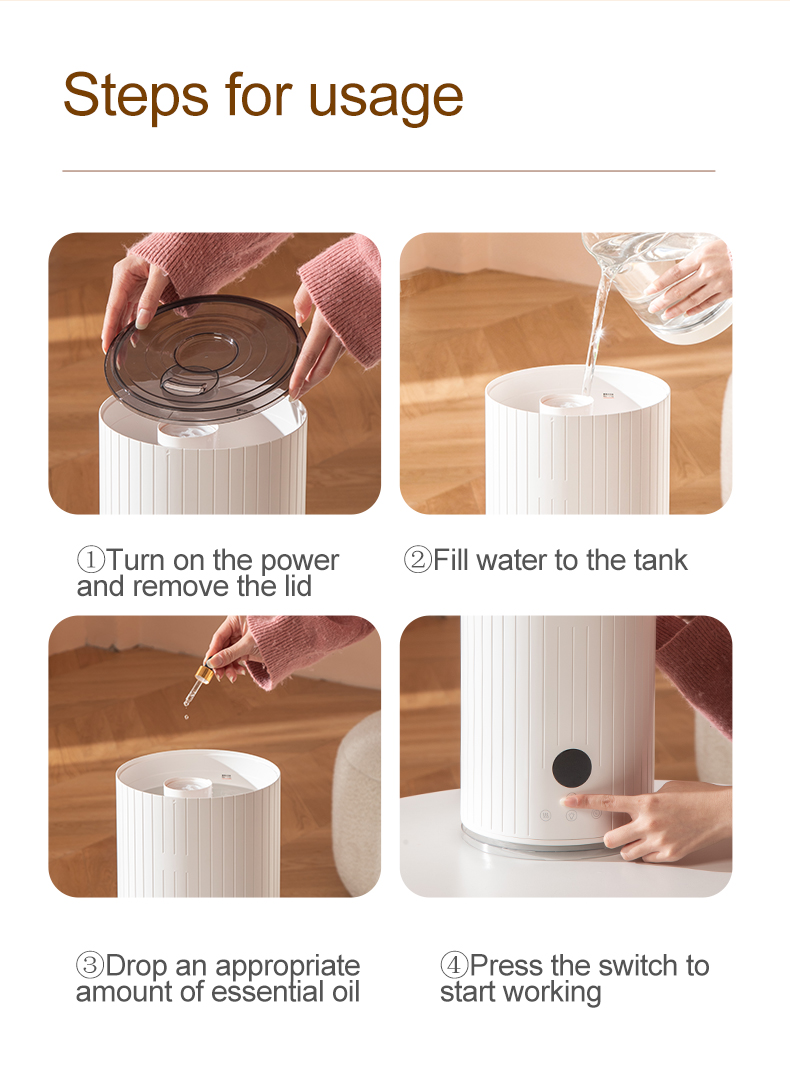 Large Cool-Mist Impeller Humidifier for Bedroom Oem 5L Top Fill Electronic Ultrasonic