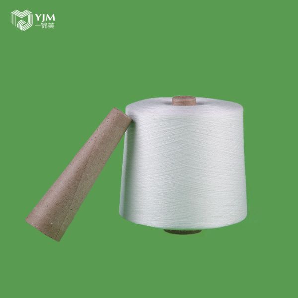 100% Bright Virgin Sewing Thread Polyester Staple Yarn High Tenacity In White Color