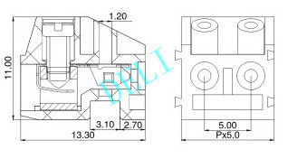 5 Pole Terminal Block Connector 10A/17A DL332K-XX-5.0 With PBT UL94V-0 Housing