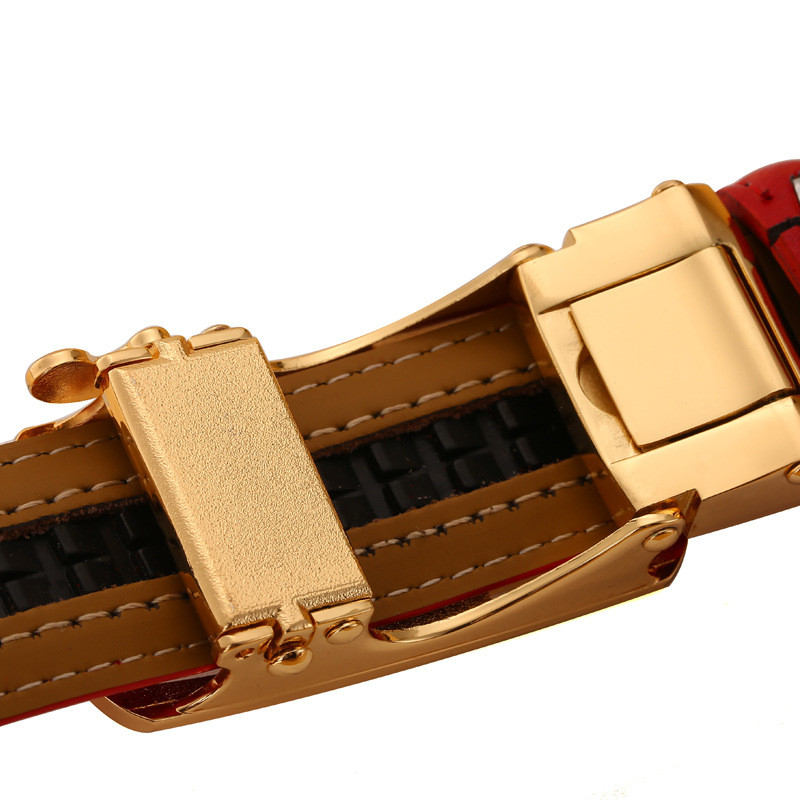 Cowhide Dress Fake Leather Belt 120cm Auto Lock Buckle Belt Women