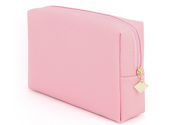 Pink Zippered Cosmetic Bag , Custom Print Small Pink Beautiful Makeup Bags