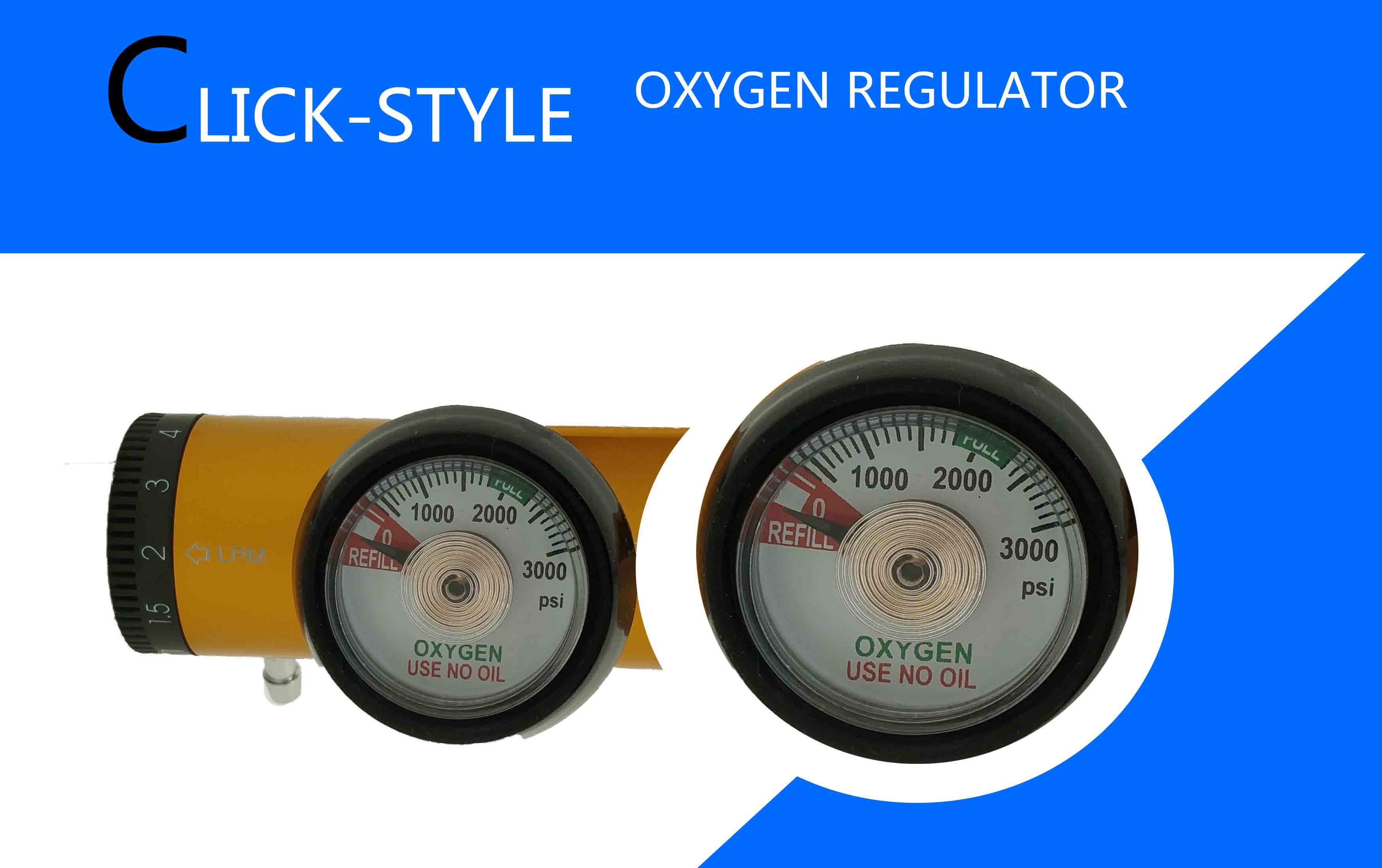 Medical Oxygen Pressure Regulator Click Style Aluminum Body With Brass Core