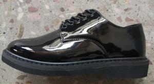 China Cow Leather Black Shiny Formal Shoes Rubber Outsole Army Officer Shoes wholesale