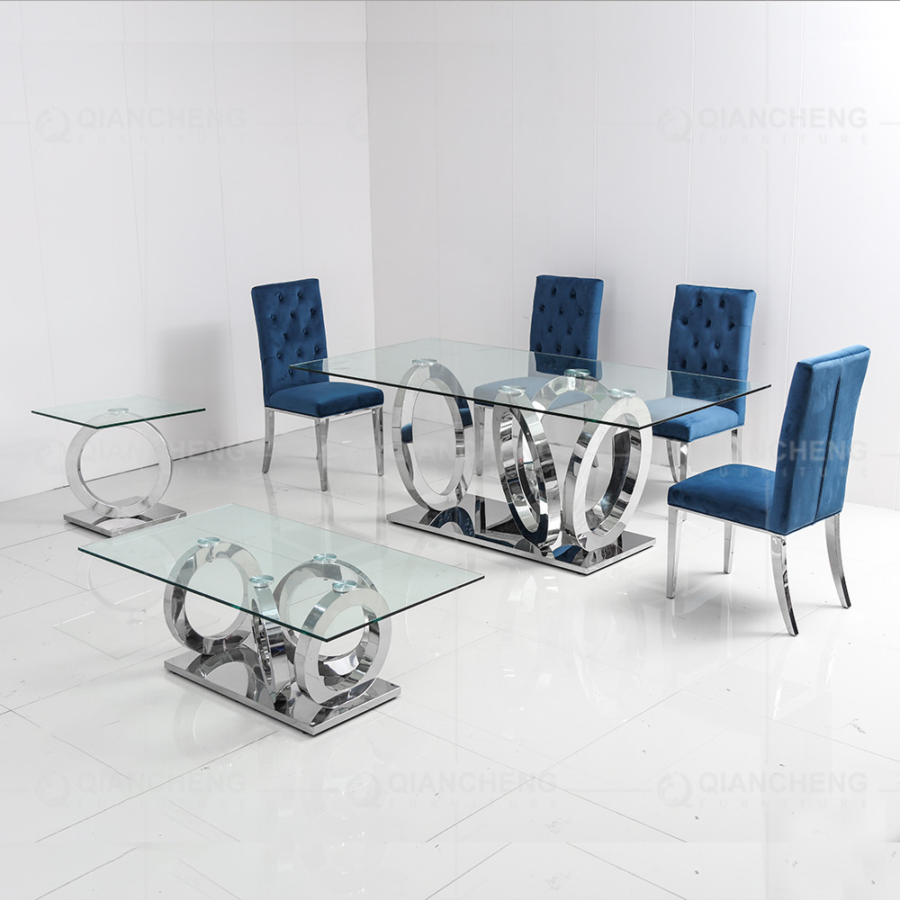 20 - 40mm Marble Stone Gold Stainless Steel Furniture 10 Seater Dining Table Sets