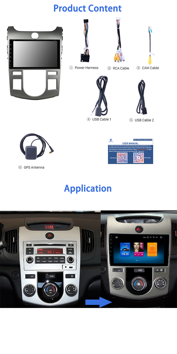 Kia Car Radio Forte Cerato 2009-2013 4 Core 9 Inch Touch Screen Car DVD Player Stereo GPS Navigation Android Car Radio