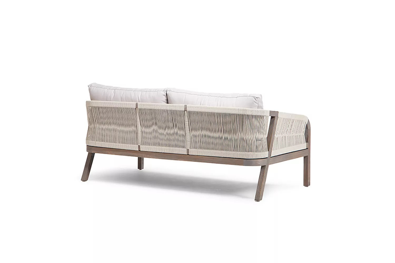 Rope Weave Sofa Patio Set AJUNION Teak Wood Frame Outdoor Furniture for Beach Gardens