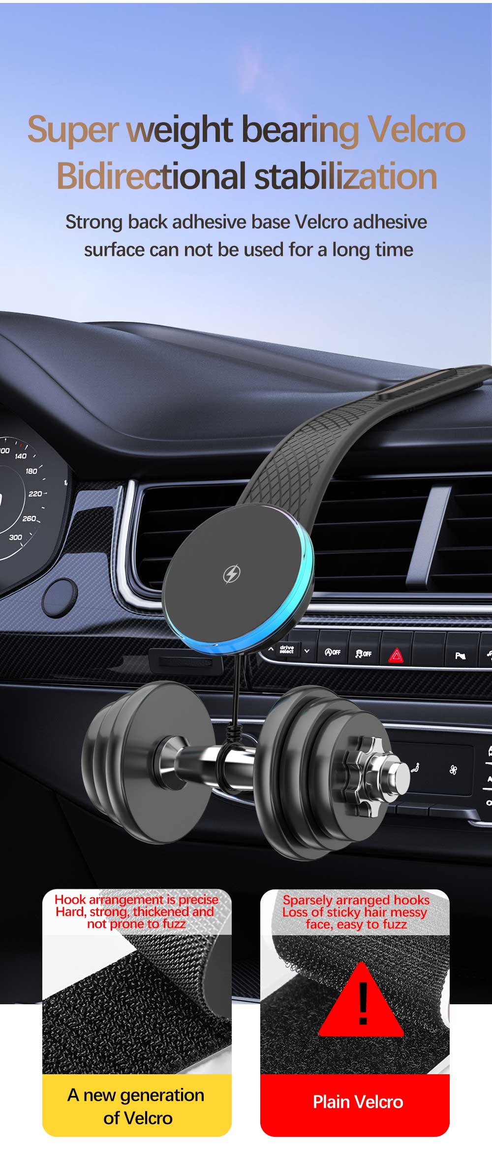 15w Magnetic Wireless Car Charger Pad with ABS Material and Type C Input Port