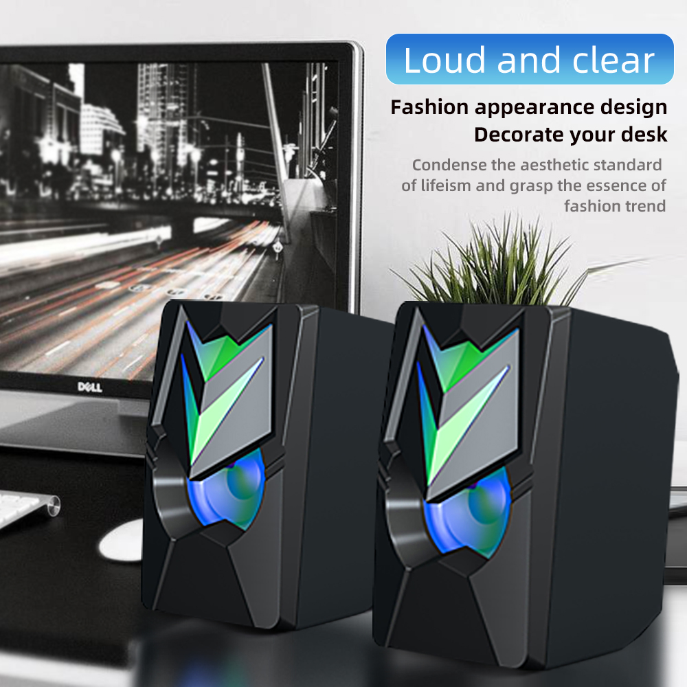 PC Table Wired Stereo Subwoofer With Led Rgb Light And Frequency Range 20Hz-20KHz