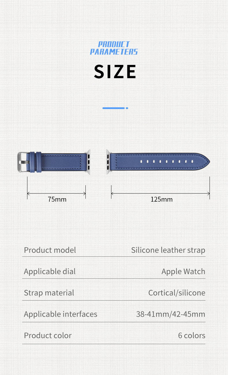 22mm Silicone Leather Watch Strap for iWatch Series 6 5 4 3 2 1 SE Luxury and Durable