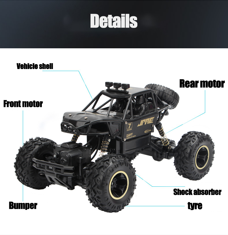 1 18 4WD Electric RC Cars Rechargeable 2.4Ghz Off Road Rock Crawler for Kids Gifts