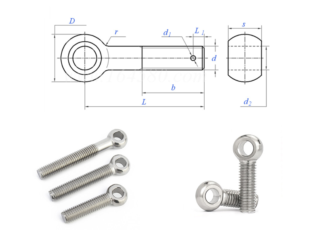 Customized Galv Eye Bolt SS 304 Stainless Steel Ring Bolt Coarse Thread