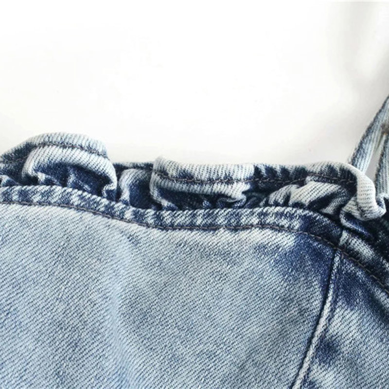 Factory OEM Summer Vogue Splicing Agaric Edge Female Custom Denim Clothing