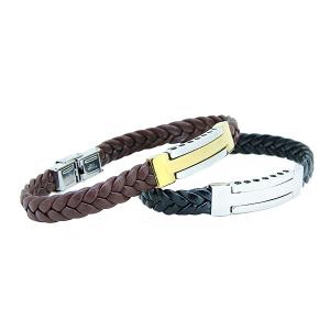 China Europ American Fashion Trendy Stainless Steel Geniune PU Leather Bracelet Bangle LBL69 wholesale