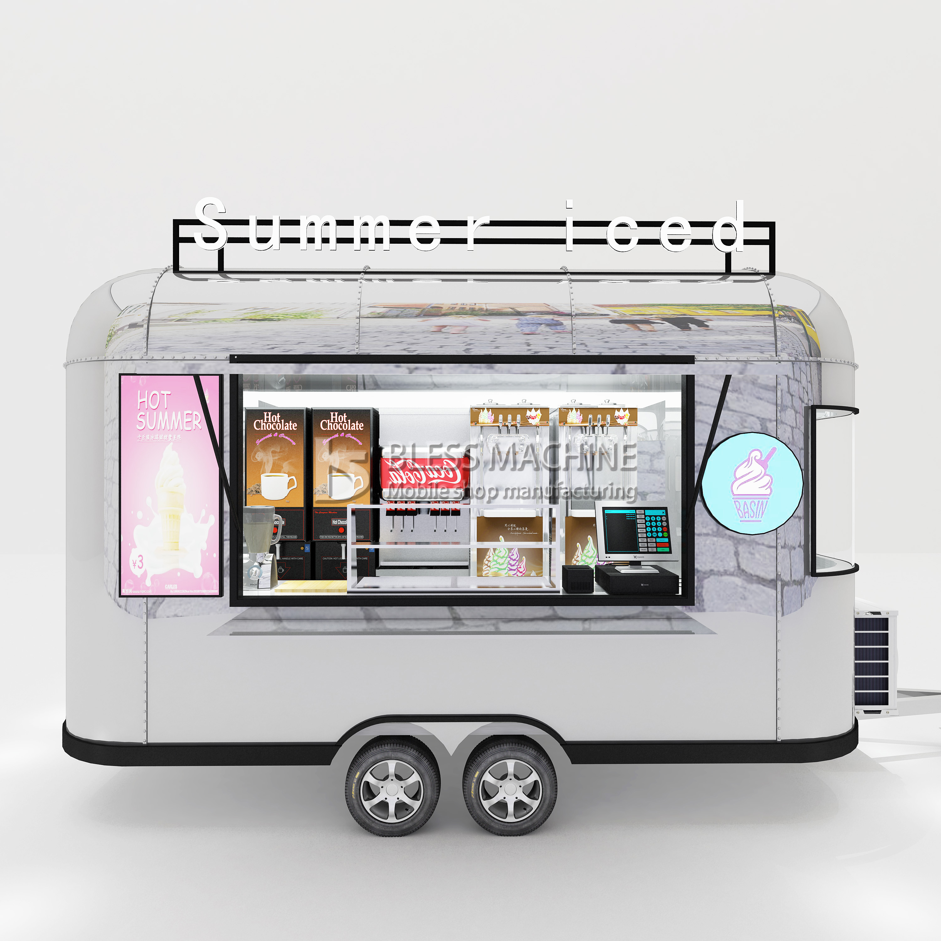 110v/220v Voltage 2022 Mobile Food Snack Ice Cream Cold Drink Coffee Milky Tea Van Truck Trailer Boutique