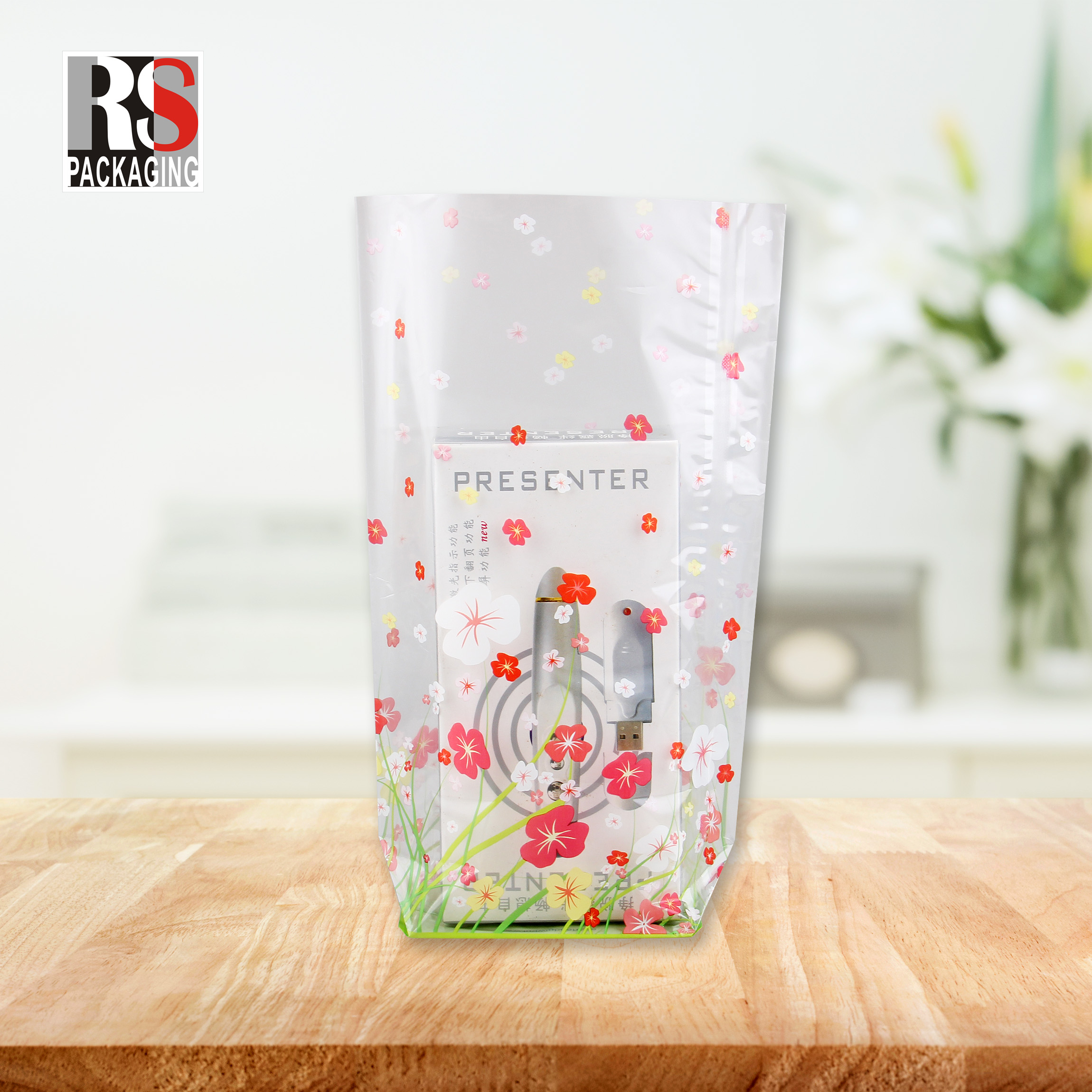 Clear Or Customized Colors Square Bottom Bag With Customized Printed LOGO Twise Handle