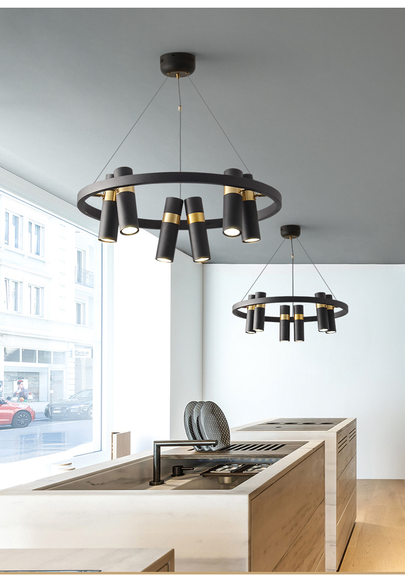 Retro Loft Circle Light Fixture Vintage Iron Spot Chandelier(WH-MI-463)