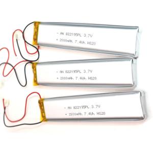 China Slim PL822195 2000mAh 7.4Wh 3.7 Volt Battery Pack wholesale