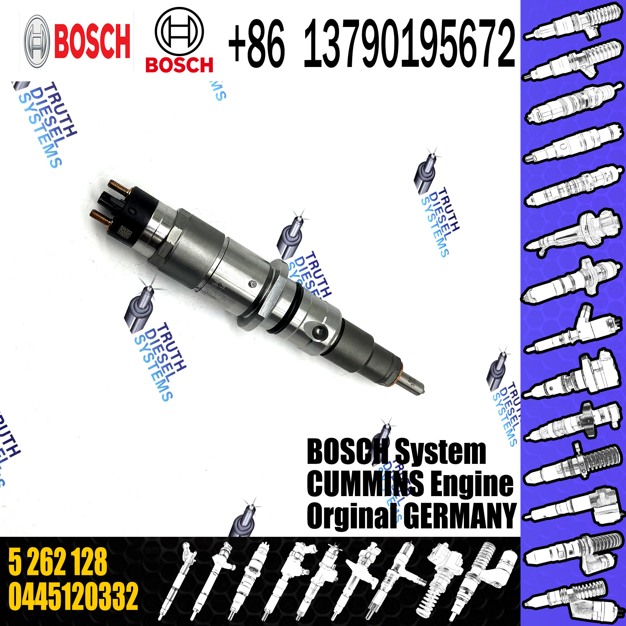 Diesel Fuel Injector Common Rail Injector Assembly 5262128 0445120332 for Cummins 6.7 diesel engine