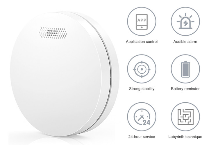 Tuya WiFi Smoke Detector Ultra Thin Battery Operated Fire Alarm Detector Sensor