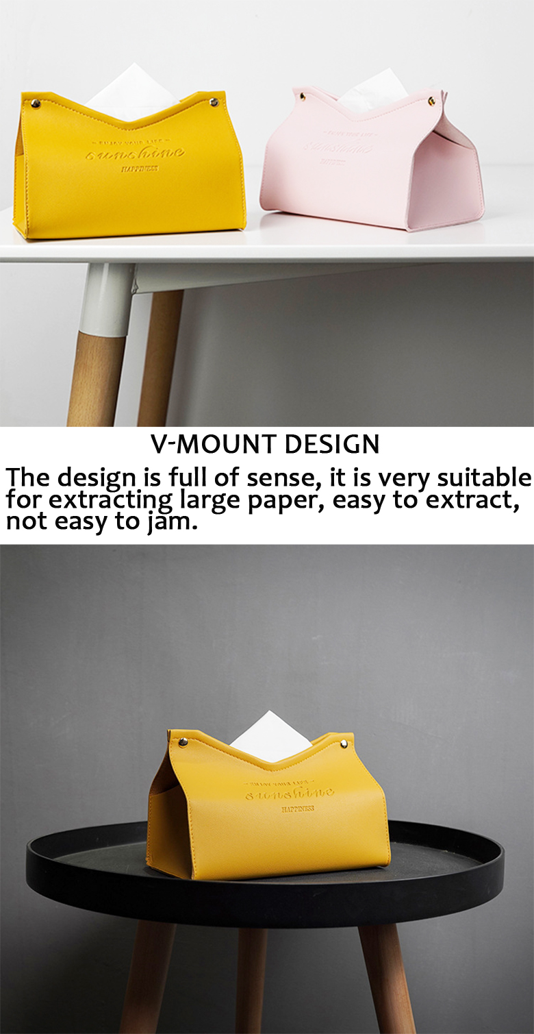 Simple Style Rectangle Custom Luxury Nordic Type PU Leather Gold Paper Tissue Box Cover