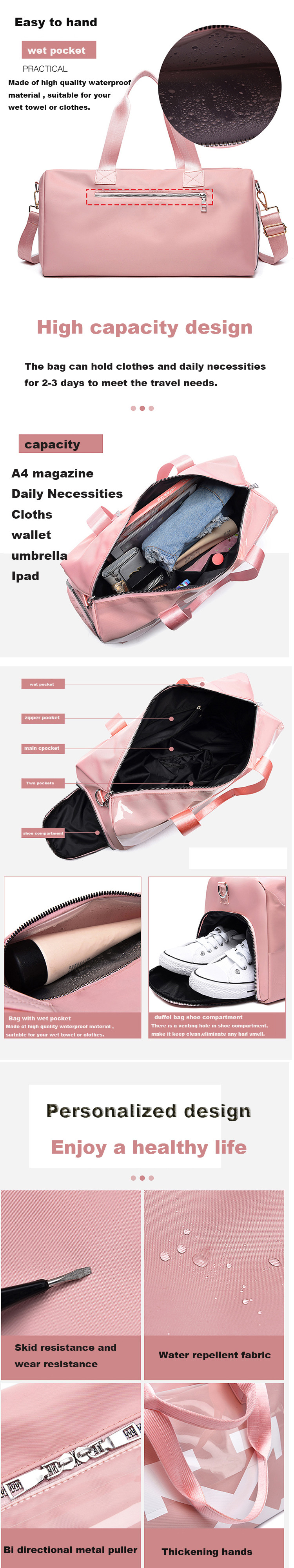 35L Gym Duffle Bag Mens Travel Bag With Shoe Compartment Sports