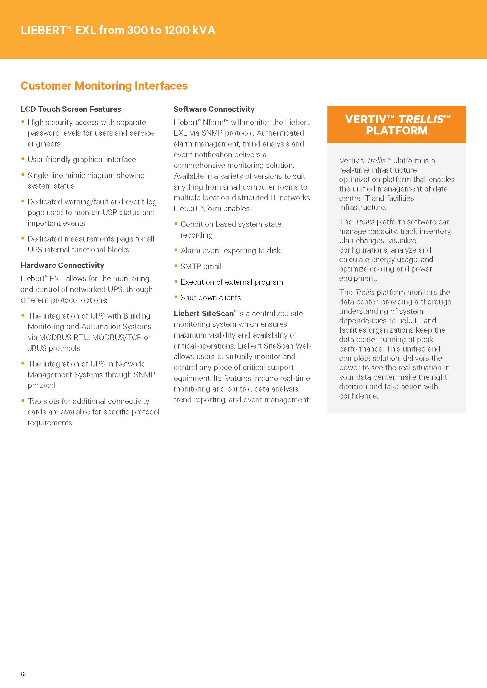Power Level 400KVA Vertiv Liebert EXL Online PF 1 Tower UPS for Telecommunications