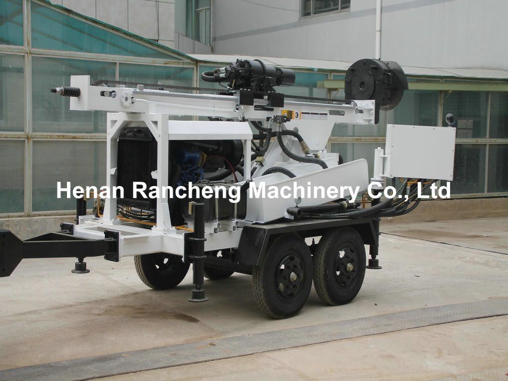Hydraulic Borehole Trailer Mounted Water Well Drilling Rigs 160m Drill Depth 45KW