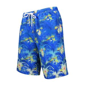 China Digital Printed Polyester Men'S Wide Leg Blue Beach Shorts wholesale