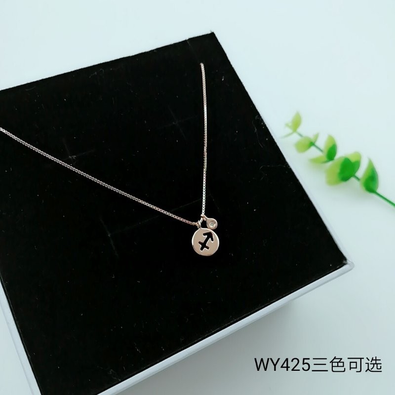 925 Sterling Silver Star Moon CZ Charm Choker collarbone chain necklace WY425