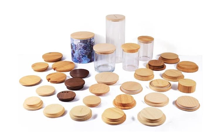 Custom Bamboo Cup Lids cover 70mm For Boba Tea Glass Mason Jar Mug