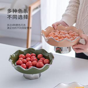 China Salad Bowl European Luxury Home Decor Serving Dessert Bowls Snacks Sliver Stand Decorative Porcelain Fruit Bowl wholesale