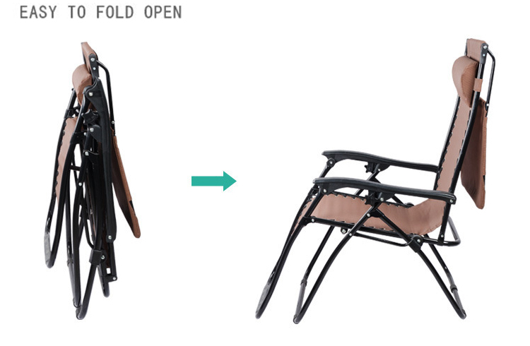Custom Logo Traditional Design Style Chaise Folding Recliner Lounge Chair for Camping