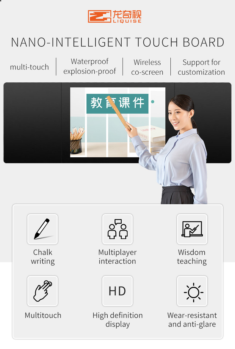 75“ 86“ Digital Interactive Touch Screen Blackboard For Classroom Pc
