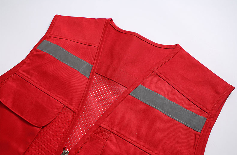 Custom Logo Thin Multiple-pockets Waistcoats Utility Reflectives Strip Road Volunteer Work Clothes Reflective Safety Vest