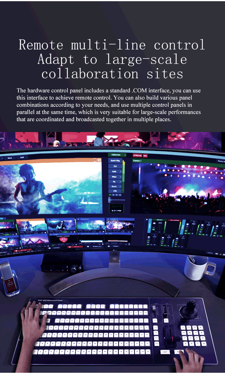 PTZ Input 4M/E TYST Switch Panel Keyboard VMIX Control Panel 4ME Real Time Live Slow Motion Playback Systems