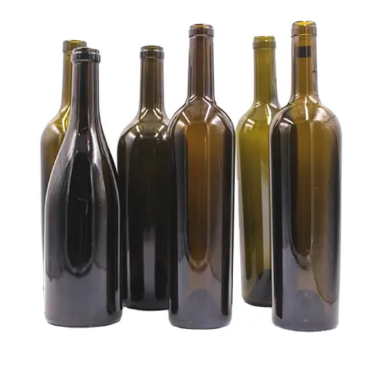 Customized Logo Luxury Red Wine Glass Bottle with Spray Cap and Glass Collar Material