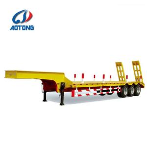 China 60 Tons Fuwa Low Bed Lowboy Trailers AOTONG 3 Axles for Heavy Load Transportation wholesale