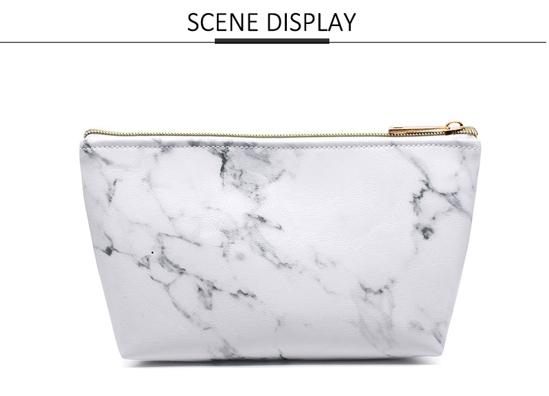 Custom Waterproof PU Leather Makeup Bag Marble Toiletry Travel Beauty Bag